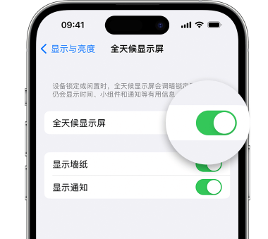 孝感苹果15预约维修分享iPhone15如何设置全天候显示屏幕可见 